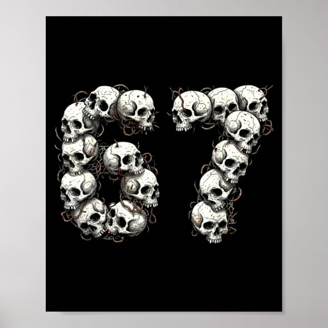 Póster Funny Skulls 6 7 Meme Six Seven Love Halloween  (Frente)