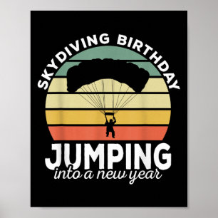Póster Funny Skydiver Retro Diseña Skydiving Birday Pa