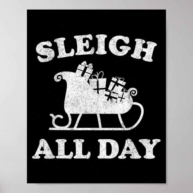 Póster Funny Sleigh All Day Christmas In July Retro Vinta (Frente)