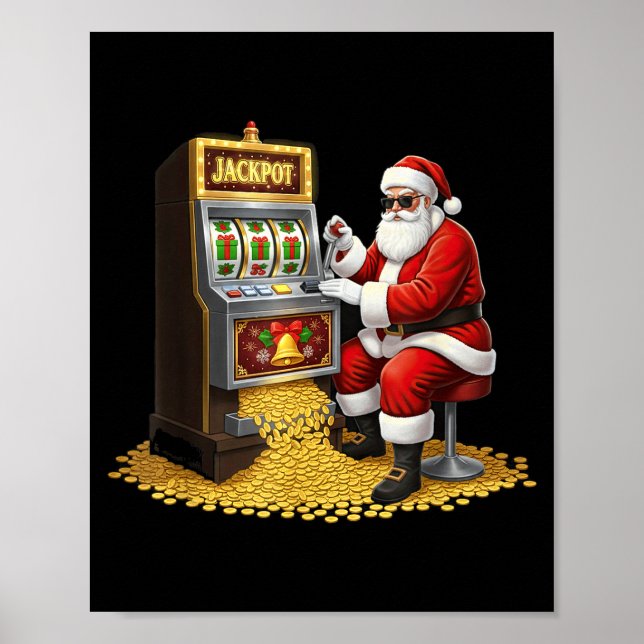 Póster Funny Slot Machine Santa Christmas Graphic Casino  (Frente)