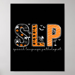 Póster Funny Slp Halloween Disstume Calabaza Caída Skelet