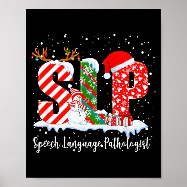 Póster Funny Slp Speech Language Pathologist Santa Christ (Frente)