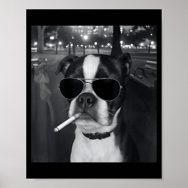 Póster Funny Smoking Dog Meme Cigarette Gen Z Meme Dog Lo (Frente)