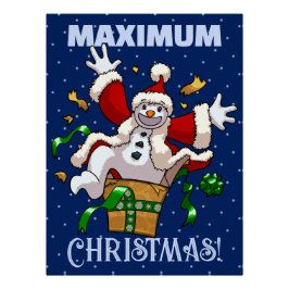Póster Funny Snowman Maximum Christmas Surprise Cartoon