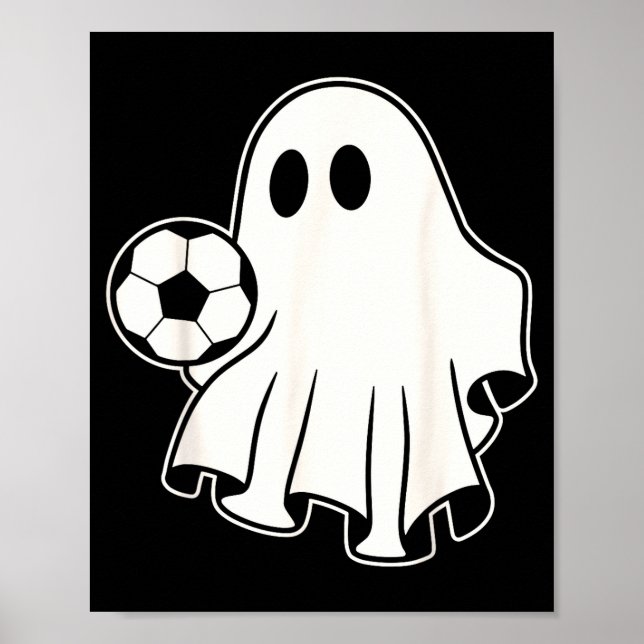 Póster Funny Soccer Ghost Playing Soccer Lovers Halloween (Frente)