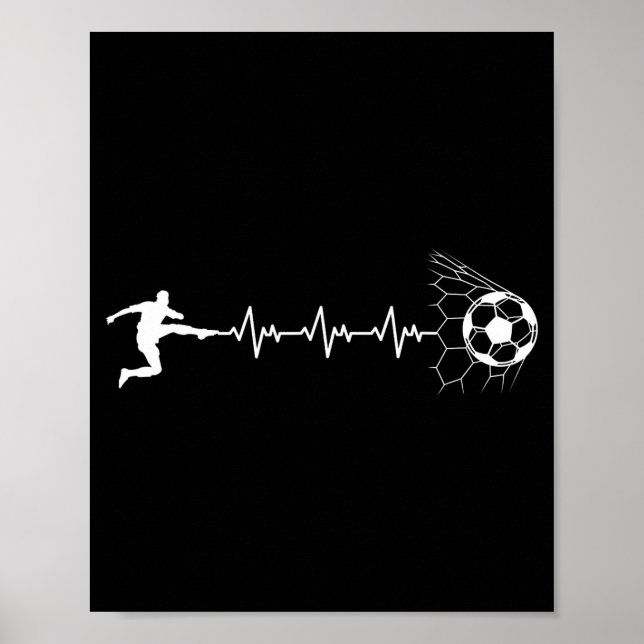 Póster Funny Soccer Player Heart Pulse Graphic Srt Footba (Frente)