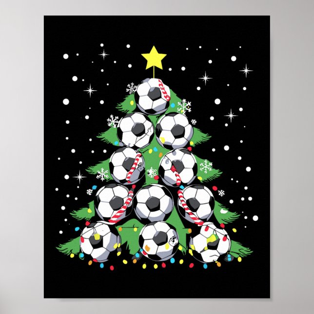 Póster Funny Soccer Player Xmas enciende a Navidades de f (Frente)