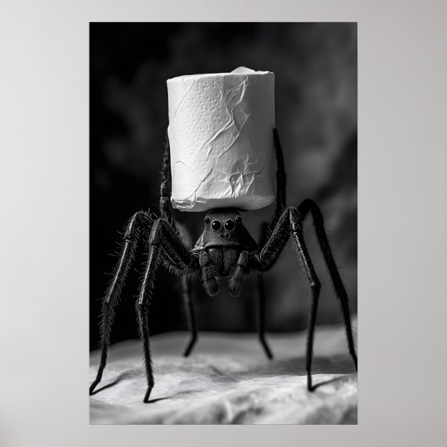 Póster Funny Spider Toilet Paper Roll Bathroom Art Print (Frente)
