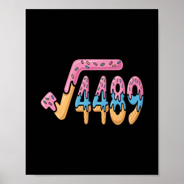 Póster Funny Square Root 4489 Funny 67 Math Ice Cream Mem (Frente)