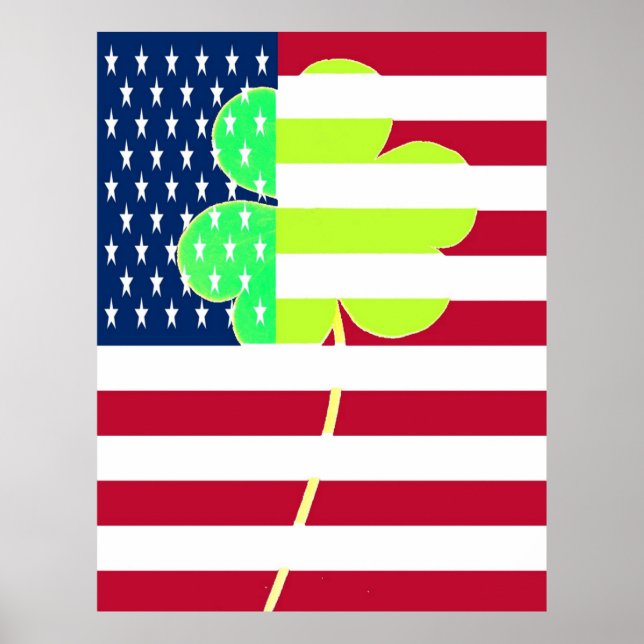 Póster Funny St. Patrick Flag Estados Unidos Irlanda Sham (Frente)
