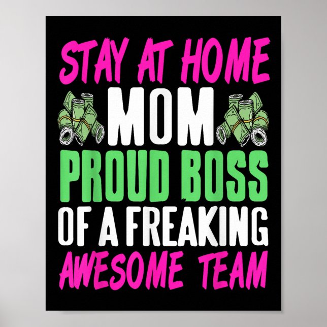 Póster Funny Stay At Home Mom Boss Proud Of Awesome Famil (Frente)