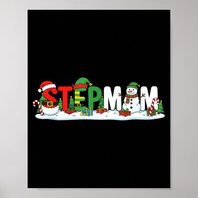 Póster Funny Stepmom Santa Elf Snowman Christmas Womens G (Frente)