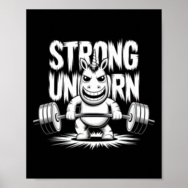 Póster Funny Strong Crucifix Lifting Unicorn (Frente)