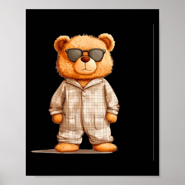 Póster Funny Sungles Teddy Bear In Pajama Costume Design  (Frente)