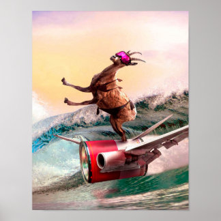 Póster Funny Surfing Goat