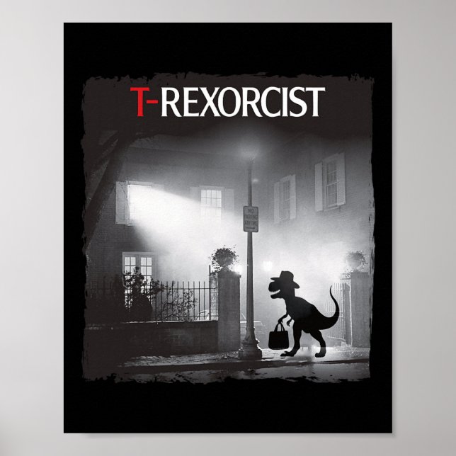Póster Funny T-rex Horror Parodia Dinosaur Halloween Retr (Frente)