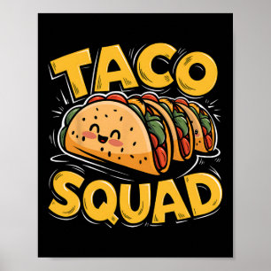 Póster Funny Taco Squad mexicano de comida por el Día del