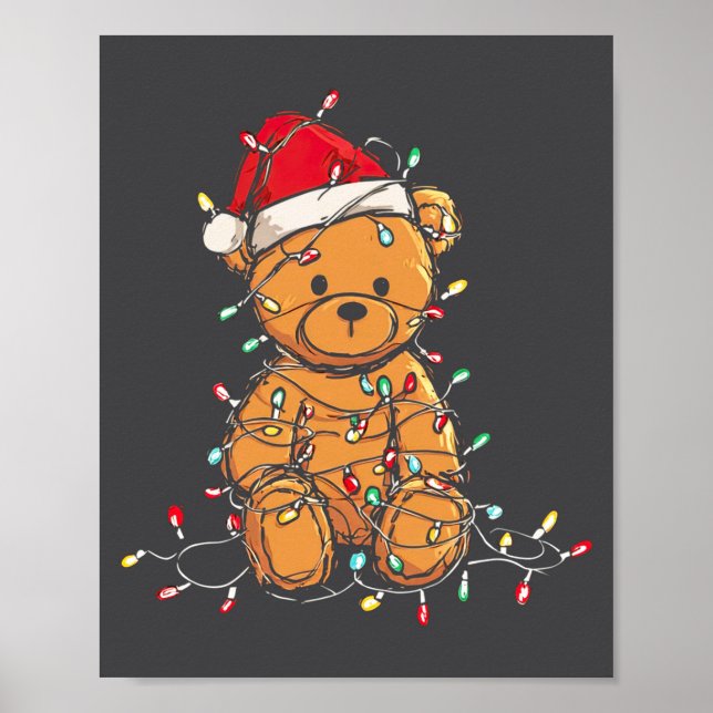 Póster Funny Teddy Bear Christmas Graphics Lights Lover L (Frente)