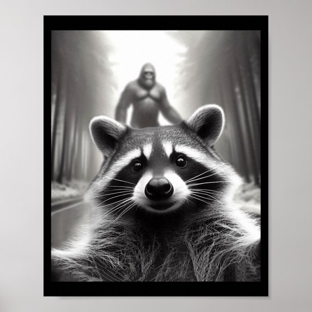 Póster Funny Tee Ed Raccoon Selfie Bigfoot Gift Mens Wome (Frente)