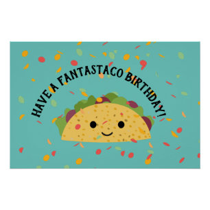 Póster Funny Ten Fantastaco Birthday Cute Kawaii Taco
