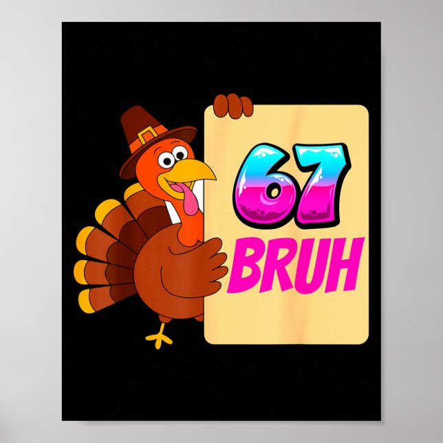 Póster Funny Thanksgiving 67 Baseball Drip Gobble Turkey  (Frente)