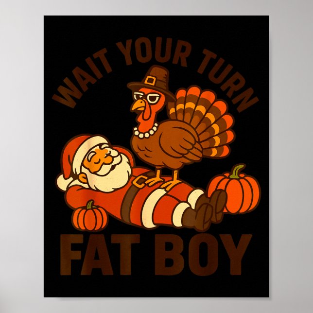 Póster Funny Thanksgiving Christmas Turkey Vs Santa For M (Frente)