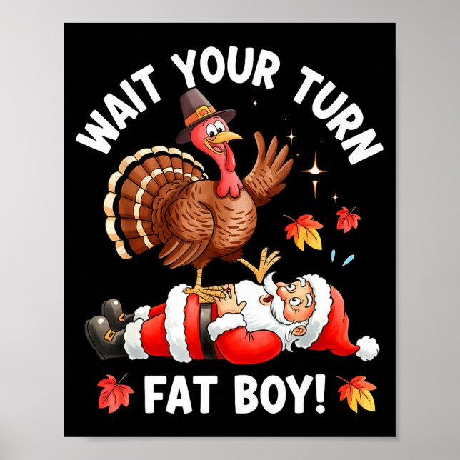 Póster Funny Thanksgiving Christmas Turkey Vs Santa For M (Frente)