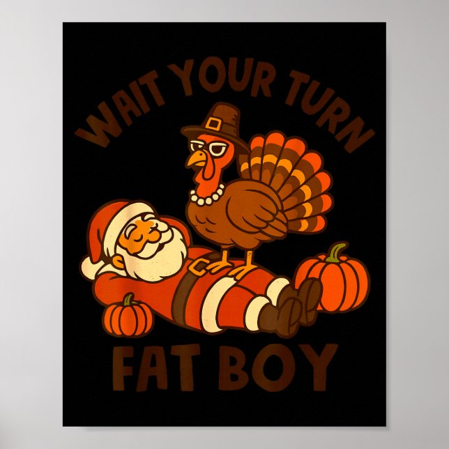 Póster Funny Thanksgiving Christmas Turkey Vs Santa For M (Frente)