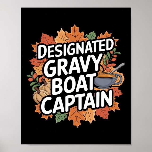 Póster Funny Thanksgiving Food - Gravy Boat Captain  (Frente)