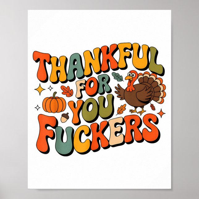 Póster Funny Thanksgiving Friendsgiving Thankful For You  (Frente)