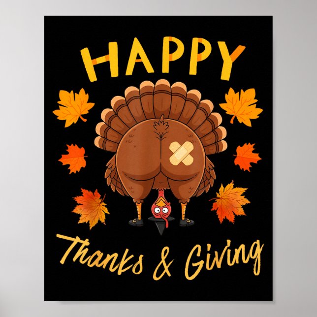 Póster Funny Thanksgiving Guess What Turkey Butt  (Frente)
