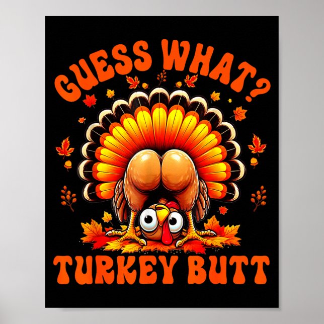 Póster Funny Thanksgiving Guess What Turkey Butt Couples  (Frente)