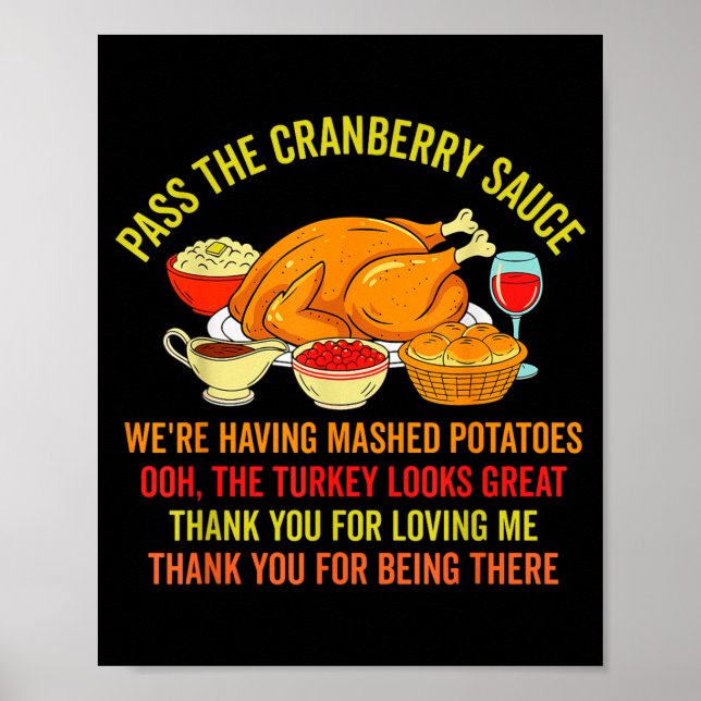 Póster Funny Thanksgiving P The Cranberry Sauce Mashed Ta (Frente)