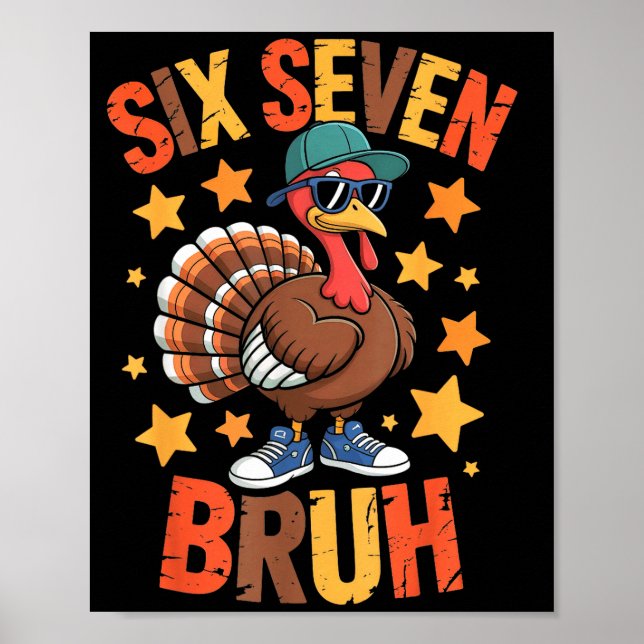 Póster Funny Thanksgiving Turkey 67 Bruh Fall Farm Men Wo (Frente)