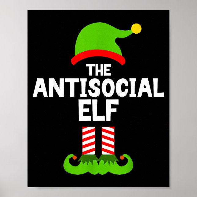 Póster Funny The Antisocial Elf Christmas Family Pajama A (Frente)