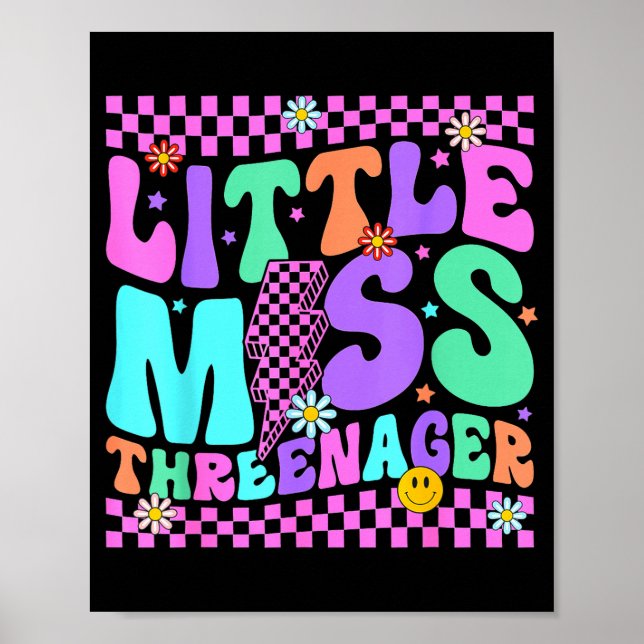 Póster Funny Threenager Happy 3rd Bday Party 3 Years Old  (Frente)