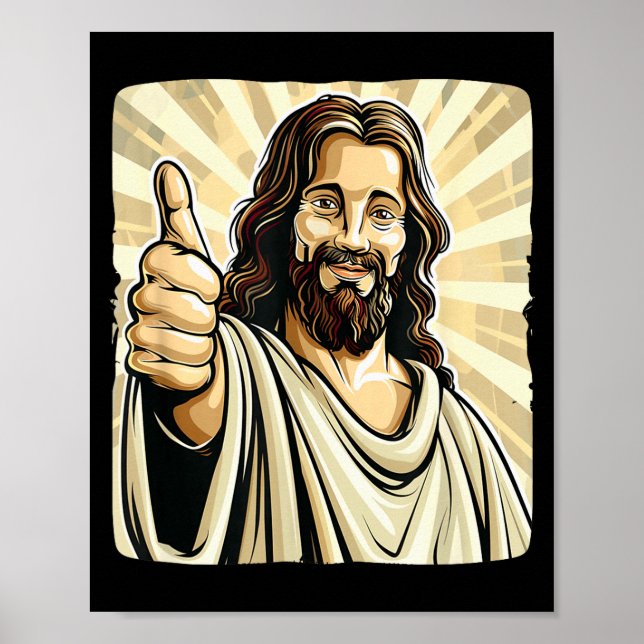 Póster Funny Thumb Up With Jesus Christ Costume  (Frente)
