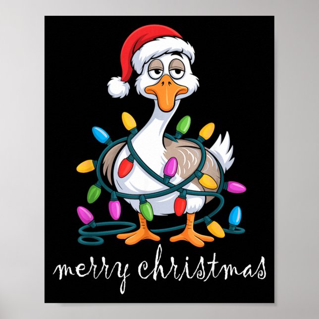 Póster Funny Tired Goose Christmas Lights Silly Holiday F (Frente)