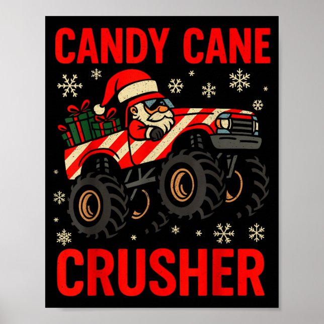 Póster Funny Toddler Christmas Pajamas, Monster Truck Can (Frente)