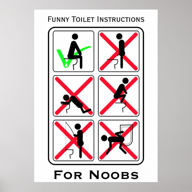 Póster Funny Toilet Instructions White (Frente)