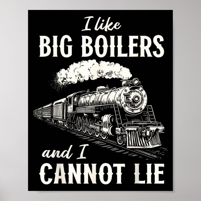 Póster Funny Train Big Boilers Steam Locomotive Freight  (Frente)