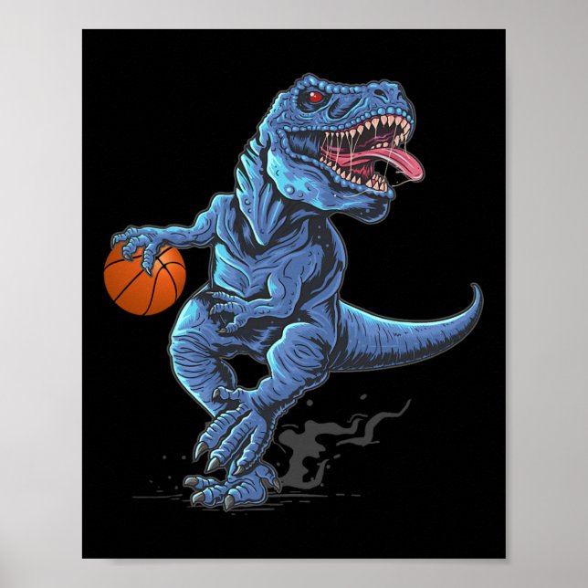 Póster Funny Trex Dinosaur Playing Sketll Player Lover  (Frente)