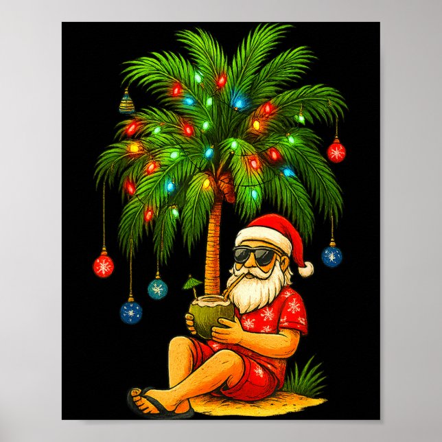 Póster Funny Trocal Santa Christmas Tree For Men Women Ki (Frente)