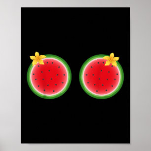 Póster Funny Tropical Watermelon Slice S vacaciones de ve