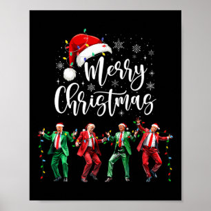 Póster Funny Trump baila Papá Noel Feliz Navidad
