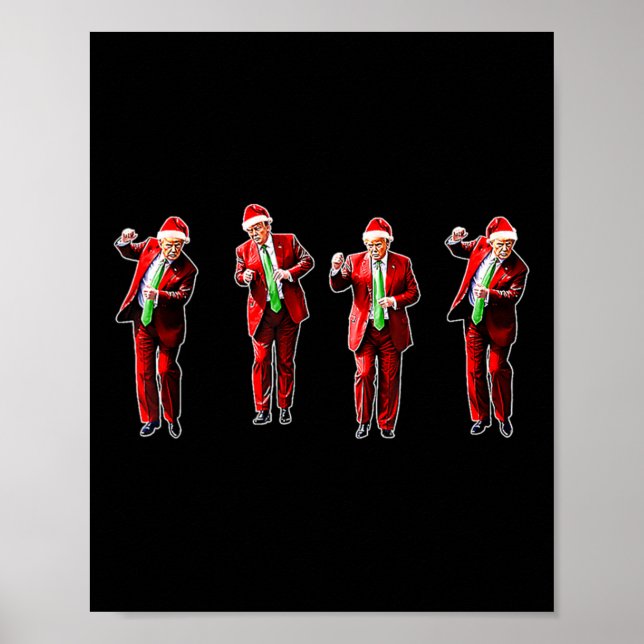 Póster Funny Trump baila Papá Noel Navidades Navidad Paja (Frente)