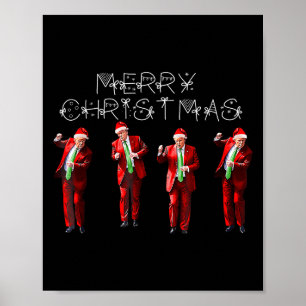 Póster Funny Trump baila Papá Noel Navidades Navidad Paja