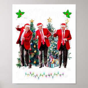 Póster Funny Trump baila Papá Noel Navidades Navidad Paja