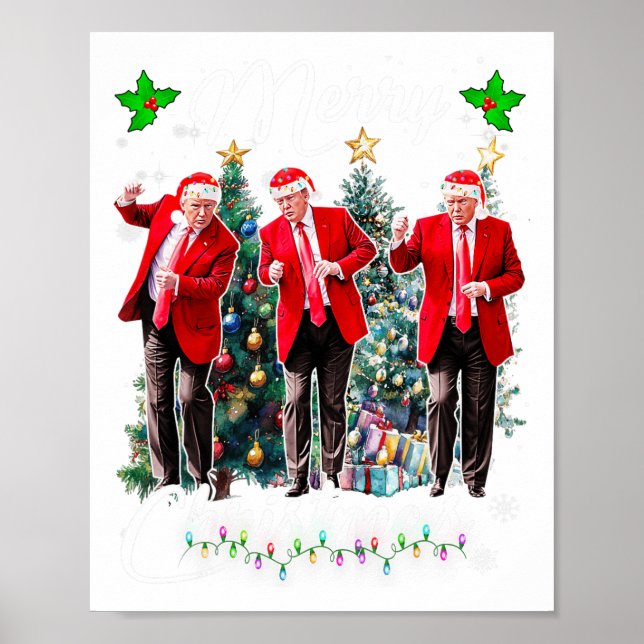 Póster Funny Trump baila Papá Noel Navidades Navidad Paja (Frente)
