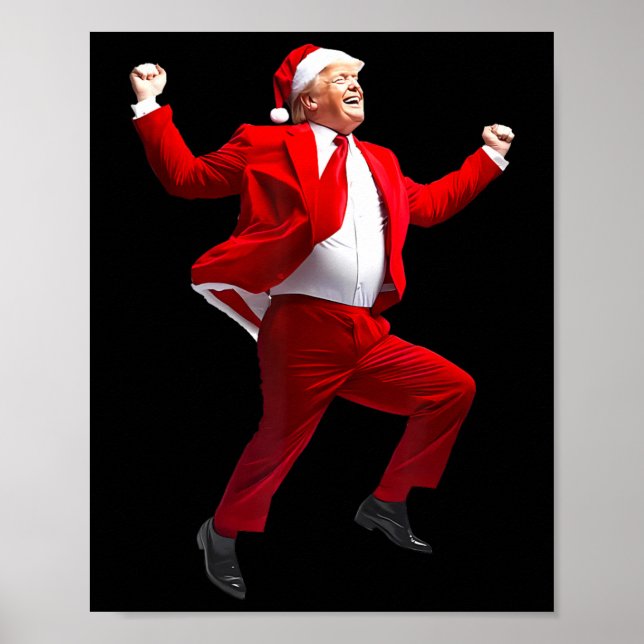 Póster Funny Trump baila Papá Noel Navidades Navidad Paja (Frente)